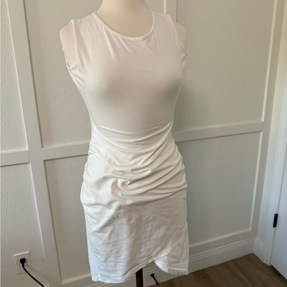 Short white dress.